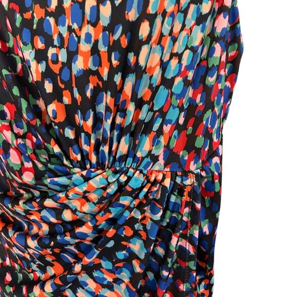 Donna Ricco Twisted Asymmetrical-Hem Printed Sheath Dress Women's 8 Navy Multi - Picture 5 of 7